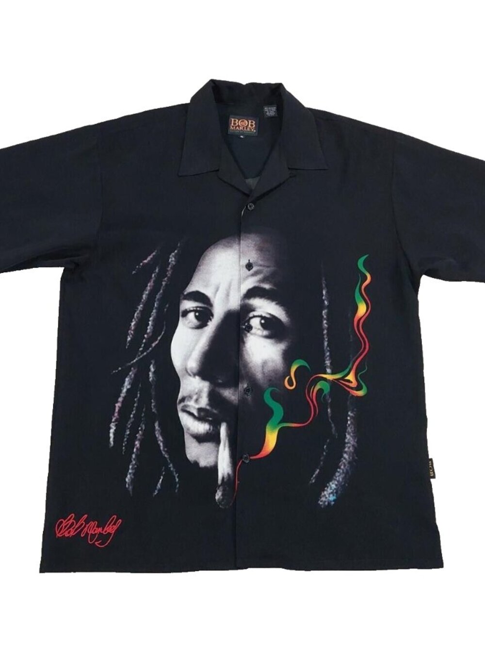 Bob Marley Dragonfly Shirt Men's XL Vtg Rastafarian Jamaica Rasta Button-Up